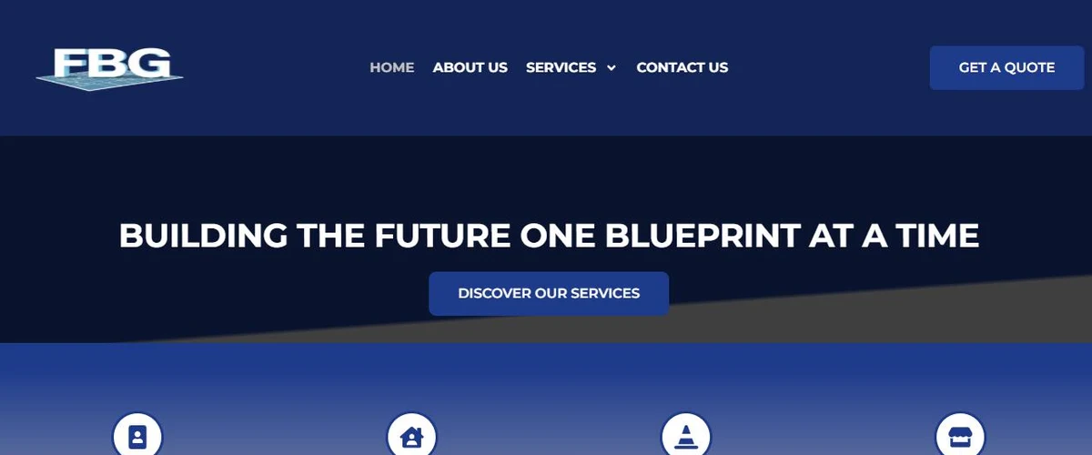 FBG Construction website homepage designed by Beech Marketing & Media Group